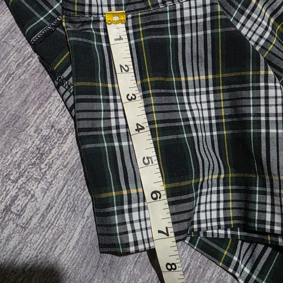 DENNIS JUNIOR Plaid Skirt Women's Green White Yellow Button Detail Schoolgirl - Picture 12 of 12